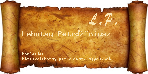 Lehotay Petróniusz névjegykártya